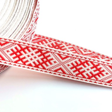 Тесьма Славянский орнамент 9784 (красный)