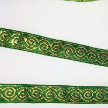 Тесьма Эсмеральда (8681) золото на зелёном 18мм