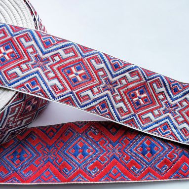 Тесьма Славянский орнамент 9233 (красный\синий))