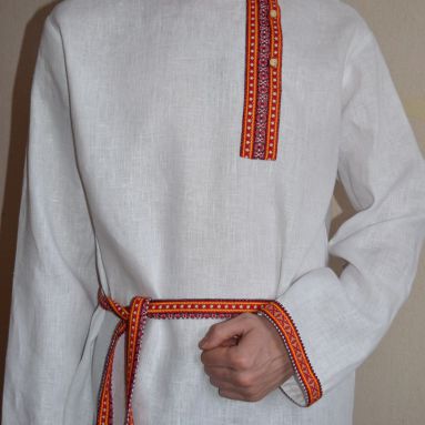 Рубаха из белого льна (косоворотка)