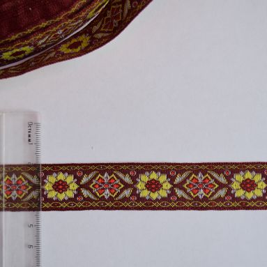 Тесьма Янина жаккард, 22мм коричневая